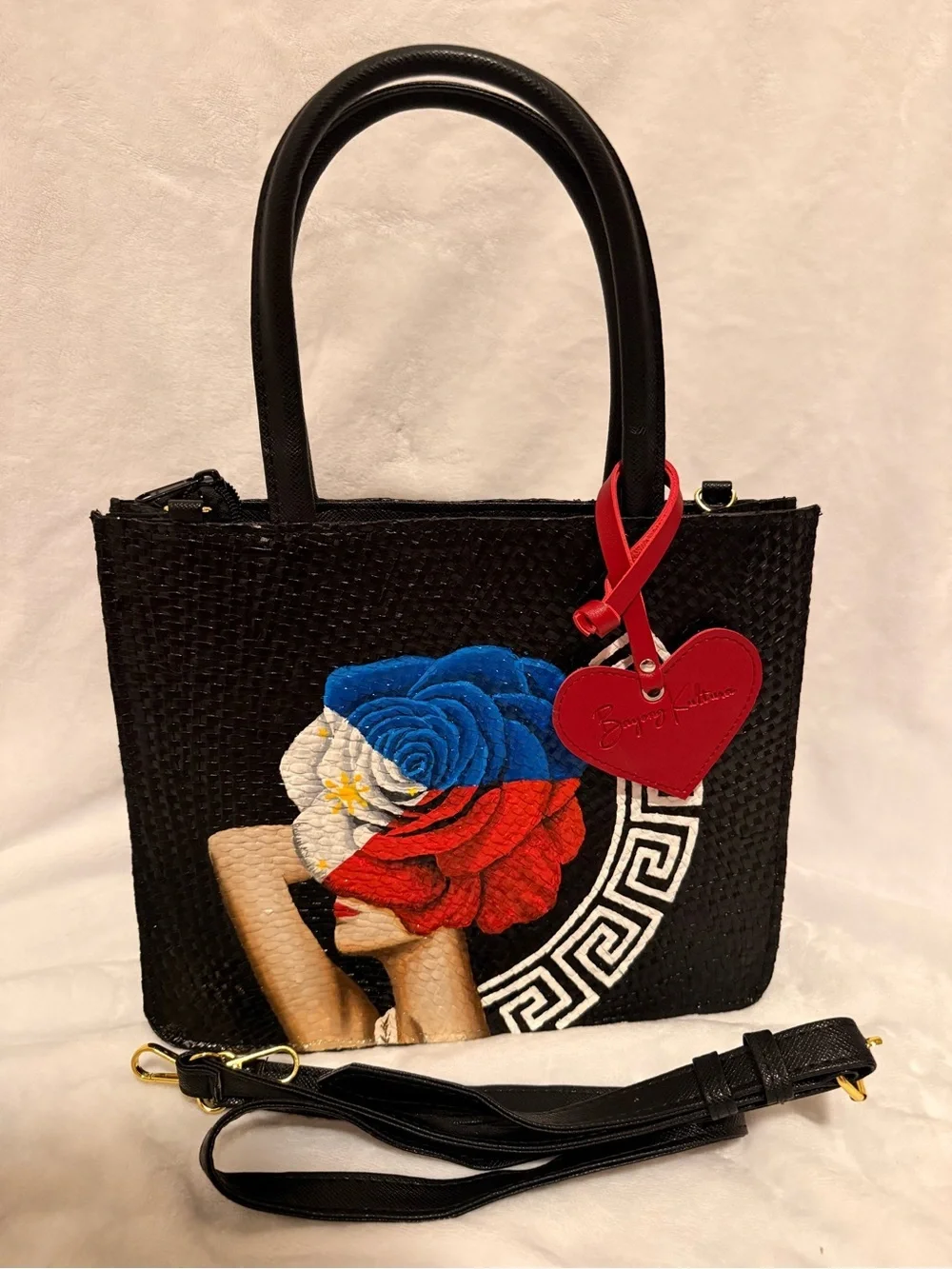 Bayong Kultura Handwoven and Hand-painted Bayong Filipina Art Shoulder Tote Bag